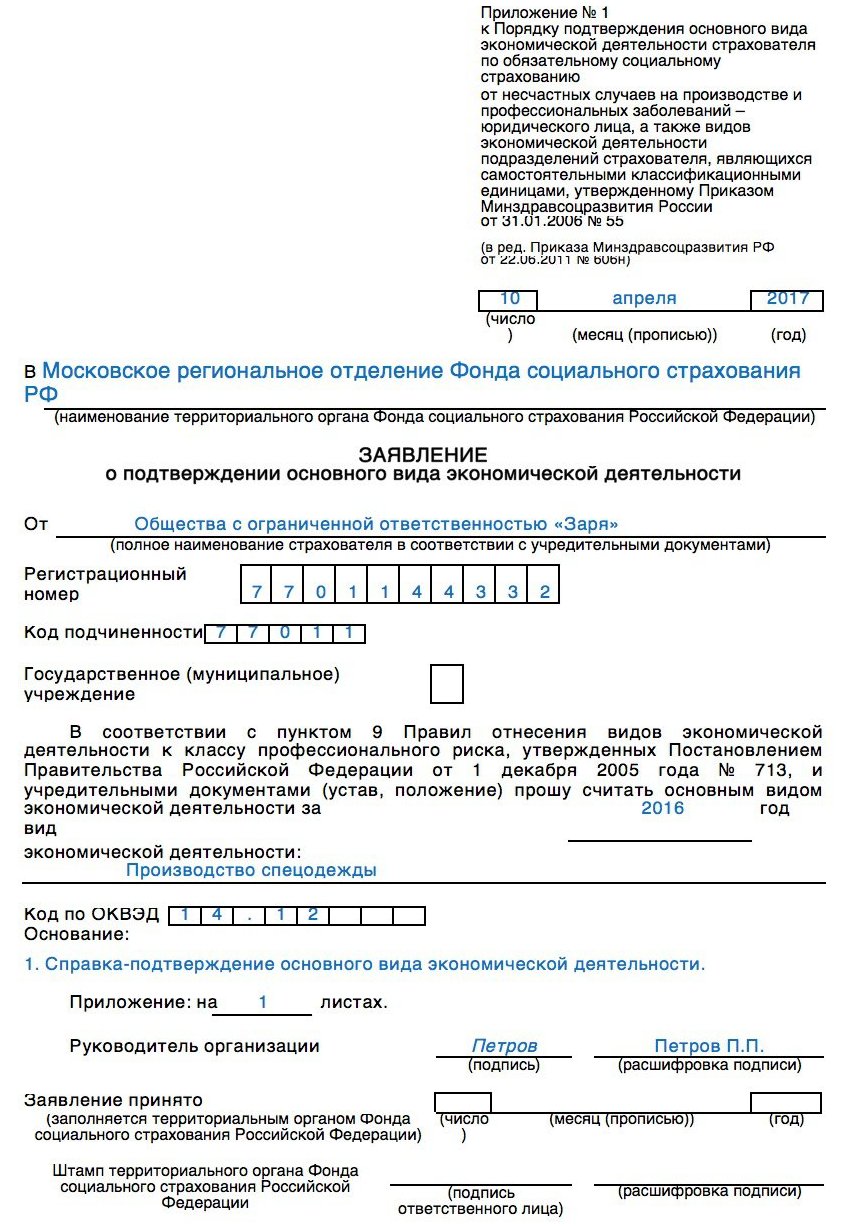 подтверждение основного вида деятельности подтверждение основного вида деятельности
