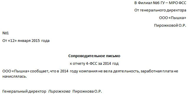 Письмо о нулевой деятельности Письмо о нулевой деятельности