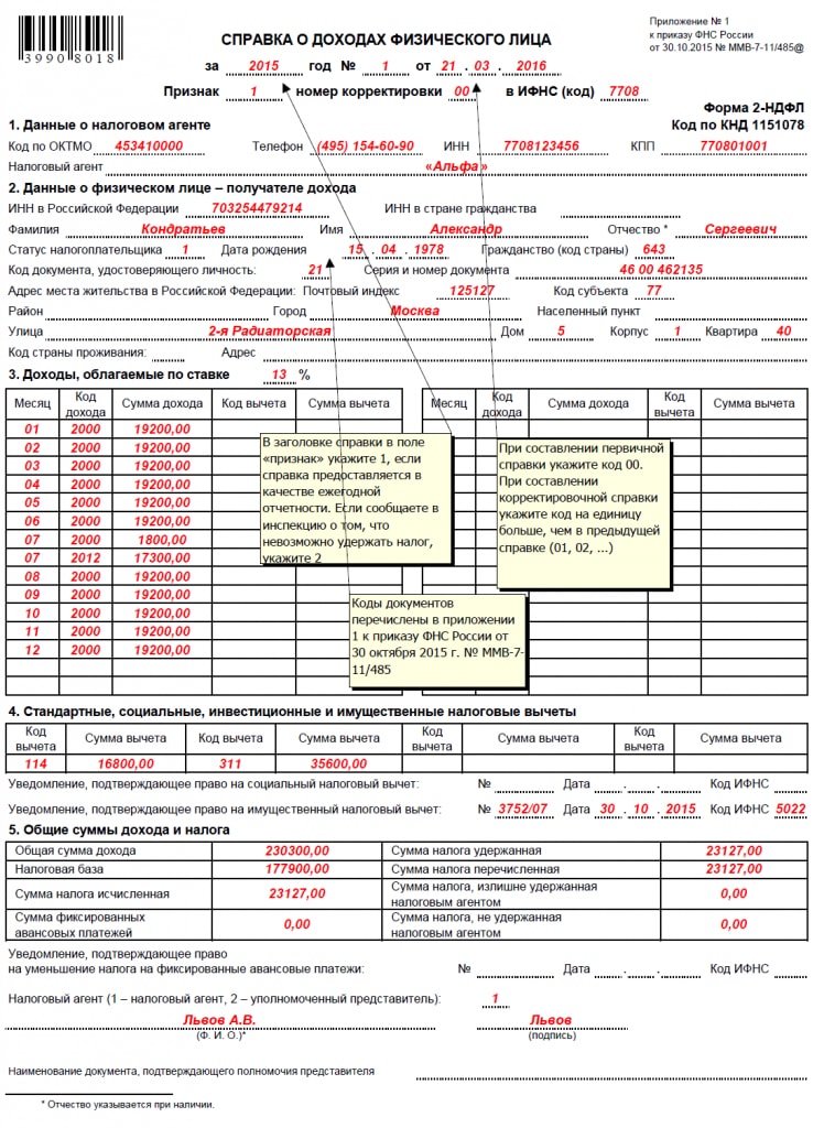 Образец заполнения 2-НДФЛ Образец заполнения 2-НДФЛ