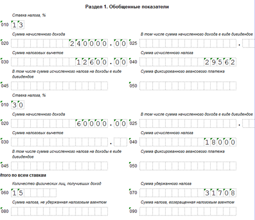 раздел 1 в 6 ндфл образец заполнения