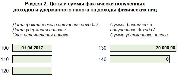 Заполнение Раздела 2 при выплате дохода в натуральной форме Заполнение Раздела 2 при выплате дохода в натуральной форме