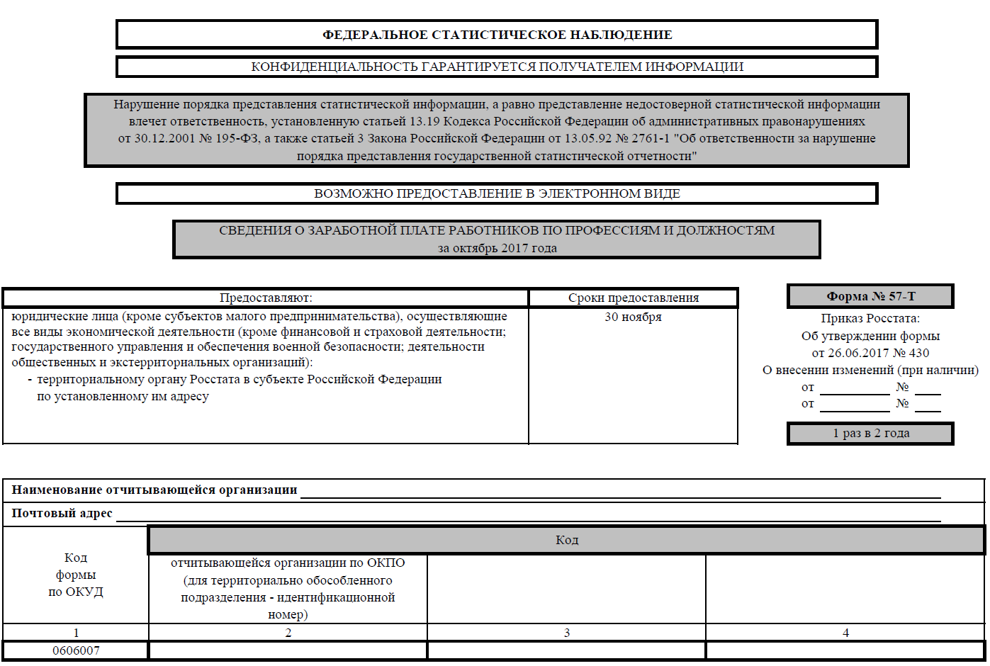 Форма 57-Т 2017 Форма 57-Т 2017